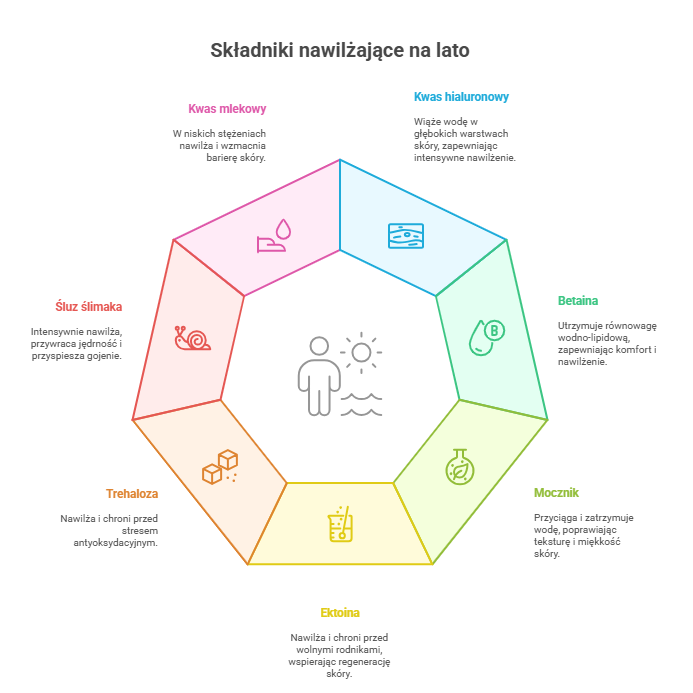 Składniki nawilżające na lato
