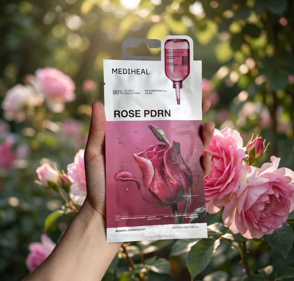 Najlepsze kosmetyki z PDRN - Mediheal - Rose PDRN Essential Mask Healthy Glow
