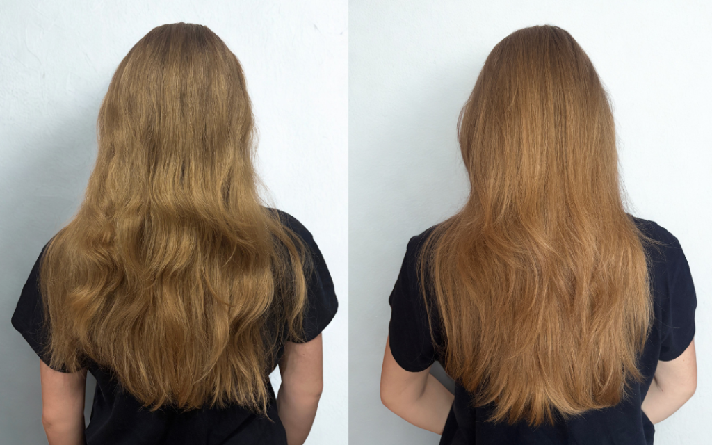 efekt przed i po - seria naprawcza HairTry Molecular Bond Repair