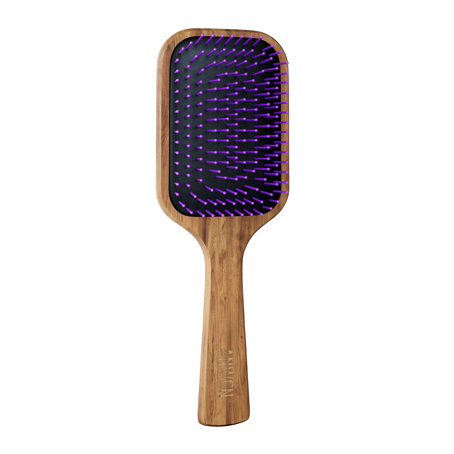 Anwen - Hairbrush - Drewniana Szczotka do Włosów z Fioletowymi Szpilkami