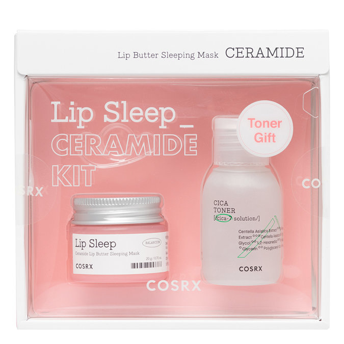 Cosrx - Lip Sleep Ceramide Kit - Zestaw: Ceramidowa Maska do Ust i Łagodzący Tonik do Skóry Wrażliwej