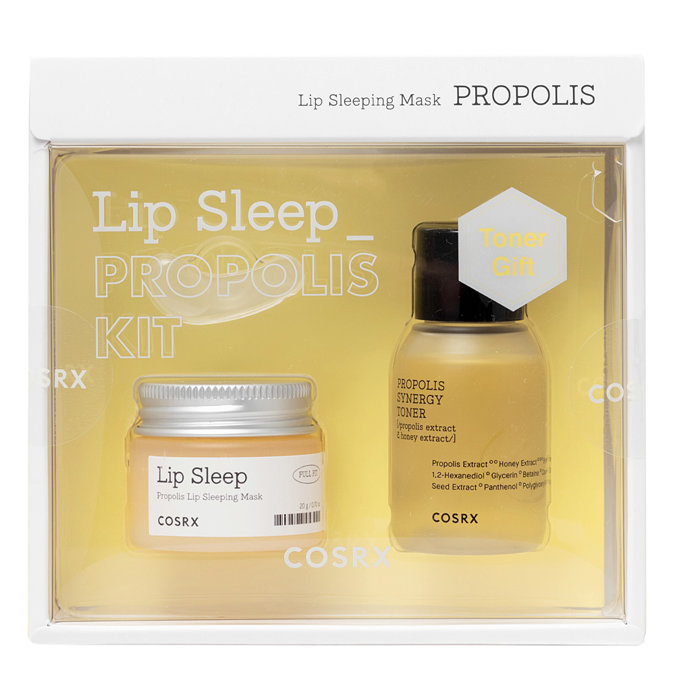 Cosrx - Lip Sleep Propolis Kit - Zestaw: Maska do Ust z Ekstraktem z Propolisu i Łagodzący Tonik z Propolisem
