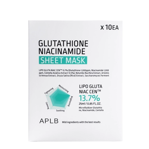 APLB - Glutathione Niacinamide Sheet Mask Set - Zestaw Rozjaśniających Masek w Płachcie do Twarzy - 10x25ml