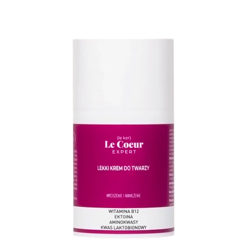 Le Coeur - Expert - Lekki Krem do Twarzy z Witaminą B12, Ektoiną 3%, Kwasem Laktobionowym i Aminokwasami - 50ml
