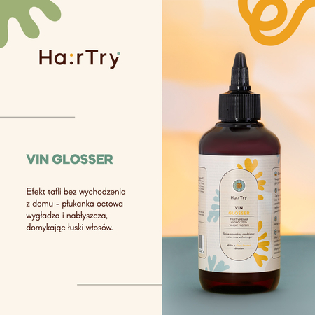 HairTry - Vin Glosser - Nabłyszczająco - Wygładzająca Płukanka do Włosów z Octem - 200ml OUTLET