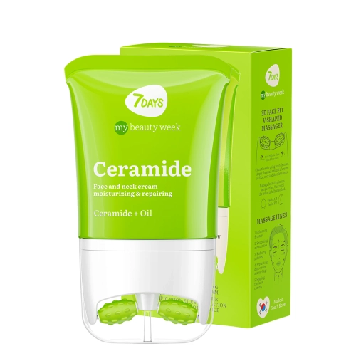 7DAYS - My Beauty Week - Face and Neck Cream Massager Nourishing & Repairing Concentrate Ceramide - Regenerujący Krem do Twarzy i Szyi z Rollerem - 80ml