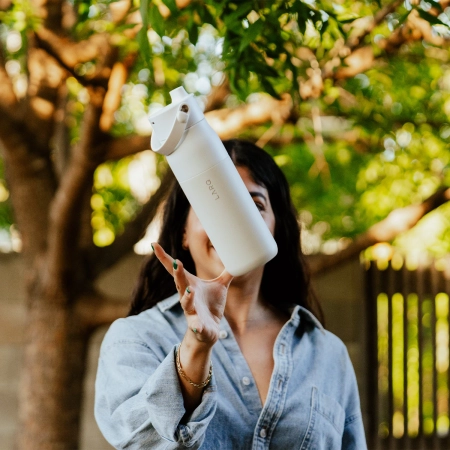 LARQ - Bottle PureVis 2 - Inteligentna, Samoczyszcząca Butelka Filtrująca, Światło UV-C - Granite White - 680ml 
