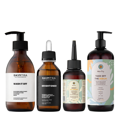 Zestaw SkinTra x HairTry - Oczyszczenie i Odżywienie - 200ml + 100 ml + 500 ml +100 ml