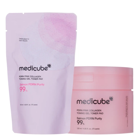 Medicube - PDRN Pink Collagen Tonning Gel Toner Pad - Tonizujące Płatki Żelowe z Kolagenem - 70szt 