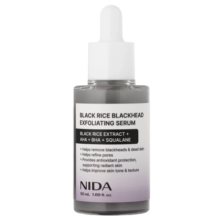NIDA - Black Rice Blackhead Exfoliating Serum - Złuszczające Serum do Twarzy z Ekstraktem z Czarnego Ryżu - 50ml