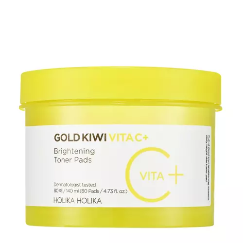 Holika Holika - Gold Kiwi Vita C Plus Brightening Toner Pad - Rozjaśniające Płatki Tonizujące - 80szt