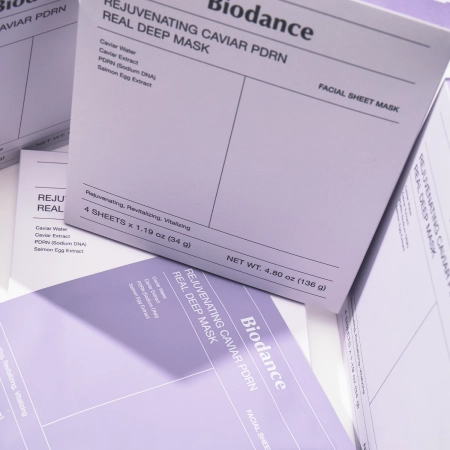 Biodance - Rejuvenating Caviar PDRN Real Deep Mask - Zestaw Kolagenowych Maseczek do Twarzy z PDRN - 4szt/34g