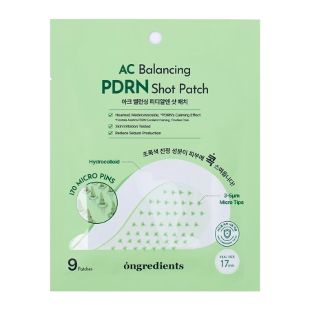 Ongredients - AC Balancing PDRN Shot Patch - Kojące Plasterki na Wypryski z Mikroigłami - 9szt
