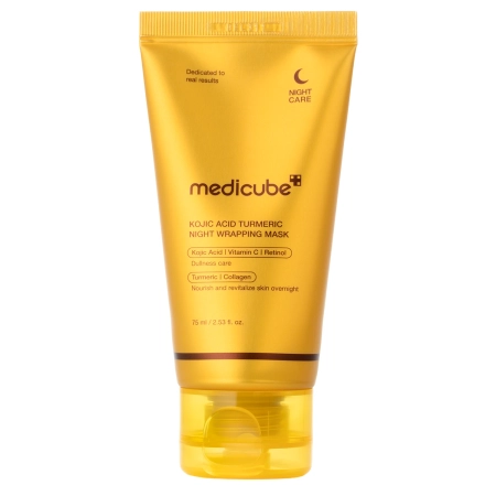 Medicube - Kojic Acid Turmeric Night Wrapping Mask - Całonocna Maska Wygładzająca z Kwasem Kojowym - 75ml