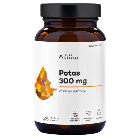 Aura Herbals - Cytrynian Potasu - Potas 300 mg - Kapsułki - 60szt