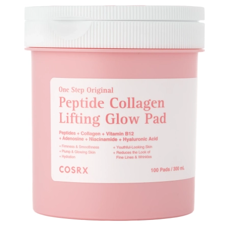 COSRX - One Step Original Peptide Collagen Lifting Glow Pad - Płatki Liftingująco-Rozświetlające z Peptydami i Kolagenem - 300ml/100szt