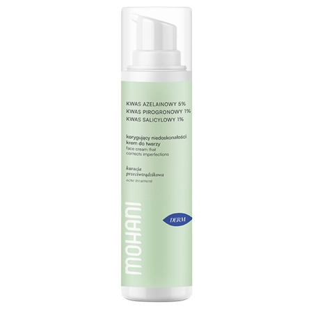 Mohani - Krem Korygujący do Cery Trądzikowej - z Kwasem Azelainowym 5% - Kwasem Pirogronowym 1% - Kwasem Salicylowym 1% - 50ml