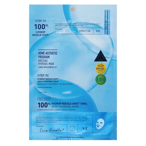 VT Cosmetics - Hydrop Reedle Shot 100hL 2Step Hydrogel Mask - Nawilżająca Maska Hydrożelowa do Twarzy - 1,5g+33g