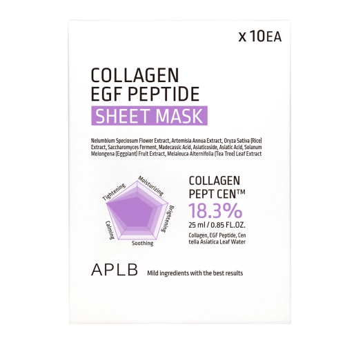 APLB - Collagen EGF Peptide Sheet Mask Set - Zestaw Nawilżająco-Ujędrniających Masek w Płachcie do Twarzy - 10x25ml