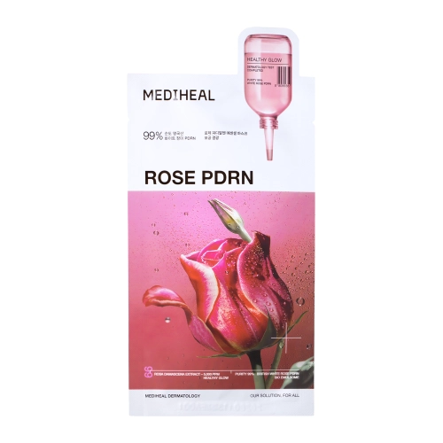 Mediheal - Rose PDRN Essential Mask Healthy Glow - Maska do Twarzy w Płachcie Zwężająca Pory - 1szt/24ml