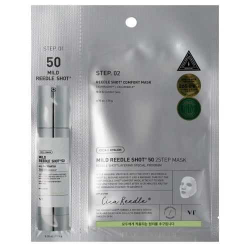 VT Cosmetics - Mild Reedle Shot 50 2Step Mask - Ujędrniająca Maska do Twarzy w Płachcie - 1,5g+20g
