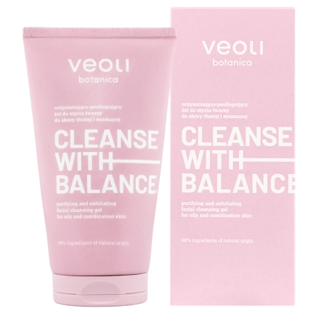 Veoli Botanica - CLEANSE WITH BALANCE - Oczyszczająco-Peelingujący Żel do Mycia Twarzy do Skóry Tłustej i Mieszanej - 150ml