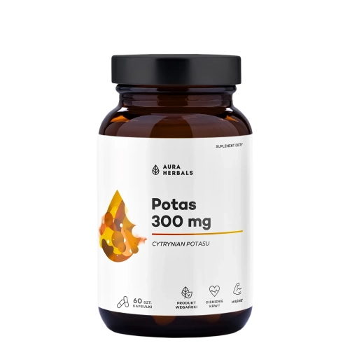 Aura Herbals - Cytrynian Potasu - Potas 300 mg - Kapsułki - 60szt