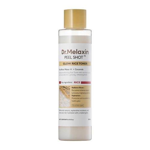 Dr.Melaxin - Peel Shot Glow White Rice Toner - Rozświetlający Tonik z Wodą z Otrębów Ryżowych  - 200ml