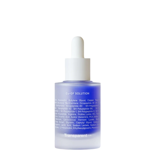 Transparent Lab - Cu-GF Solution – Serum Przeciwstarzeniowe z Peptydem Miedziowym 1% i Czynnikami Wzrostu 5% - 30 ml