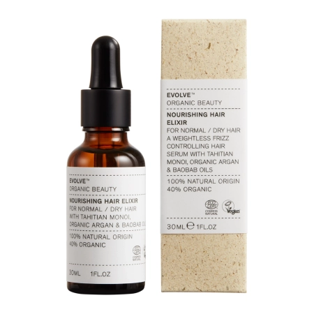 Evolve Organic Beauty - Nourishing Hair Elixir - Nawilżający Eliksir - Serum do Włosów z Olejem Arganowym i Monoi - 30ml