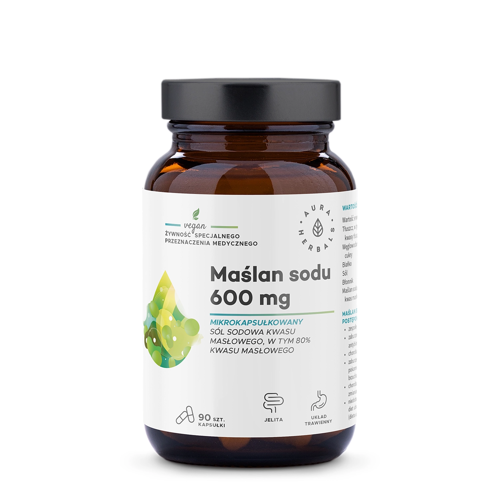 Aura Herbals - Maślan Sodu Mikrokapsułkowany 600 mg - Kapsułki - 90szt