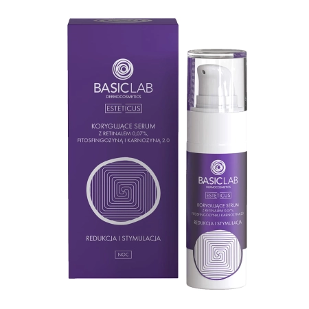 BasicLab - Redukcja i Stymulacja - Korygujące Serum z Retinalem 0,07%, Fitosfingozyną i Karnozyną 2.0 - 30ml