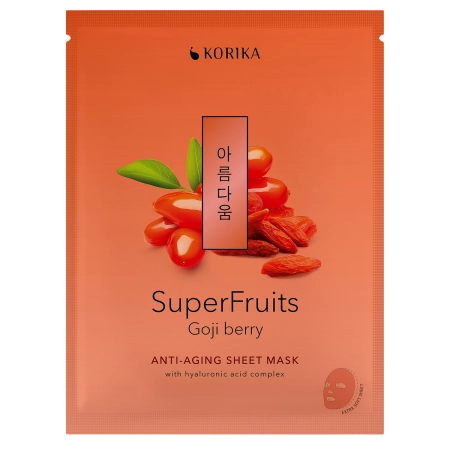 KORIKA - Superfruits Anti-aging Sheet Mask Goji Berry - Przeciwzmarszczkowa Maska do Twarzy w Płachcie - 1szt/25g