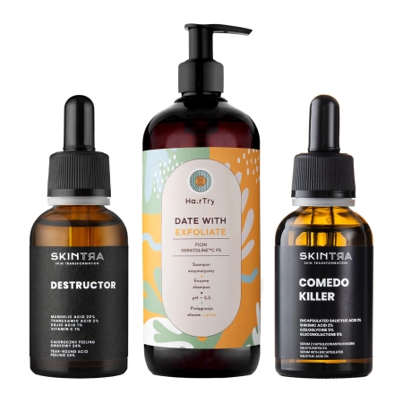 Zestaw SkinTra x HairTry - Moc Złuszczania - 30ml + 30ml + 500ml