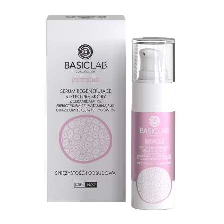 BasicLab - Esteticus - Sprężystość i Odbudowa - Serum Regenerujące z Ceramidami 1% i Kompleksem Peptydów 5% - 30ml