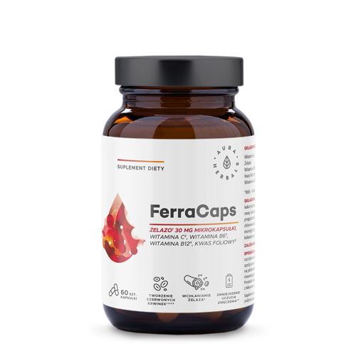 Aura Herbals - FerraCaps Żelazo 30 mg Mikrokapsułki - Kapsułki - 60szt