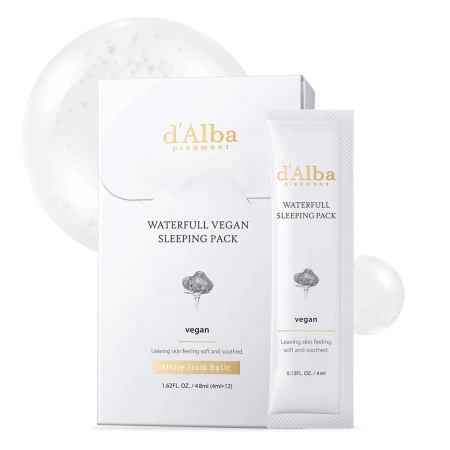 d'Alba - Waterfull Vegan Sleeping Pack - Nawilżająca Maska do Twarzy na Noc - 12x4ml