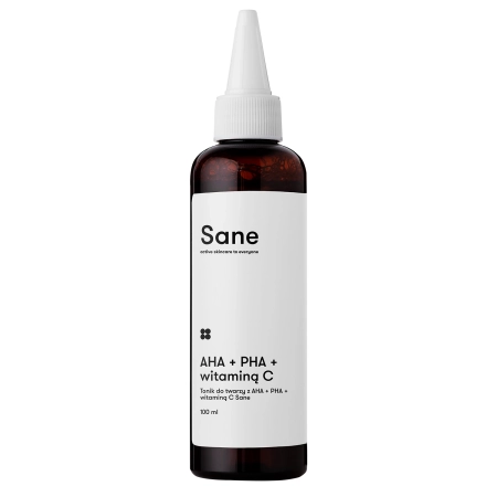 Sane - Face Toner PHA + AHA + Vitamin C 2% Purifying Glow Solution - Złuszczająco-Rozświetlający Tonik do Twarzy - 100ml