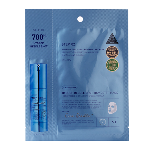 VT Cosmetics - Hydrop Reedle Shot 700hL 2-Step Mask - Nawilżająca Maska do Twarzy - 1,5g+27g