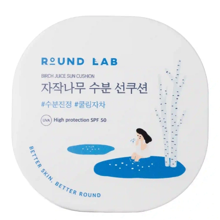 Round Lab - Birch Juice Moisturizing Sun Cushion SPF50 - Nawilżający Krem Przeciwsłoneczny z Sokiem z Brzozy - 15g