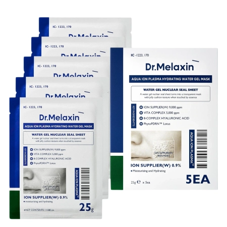 Dr.Melaxin - Aqua Ion Plasma Hydrating Water Gel Mask - Maska-Żel Nawilżająca do Twarzy - 5x25g