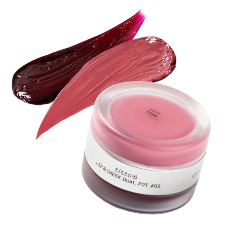 titto - Lip & Cheek Dual Pot - Duo do Ust i Policzków - #05 City Pink/Purple Never Die - 10g