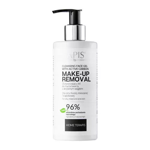 Apis - Cleansing Face Gel with Active Carbon - Oczyszczający Żel do Mycia Twarzy z Aktywnym Węglem - 300ml