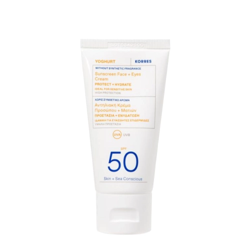 Korres - Yoghurt Sunscreen Face & Eyes Cream SPF 50 - Żelowy Krem do Twarzy z Filtrem - 50ml
