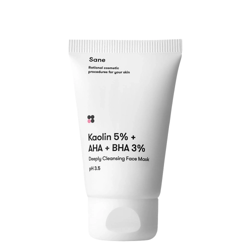 Sane - Kaolin 5% + AHA + BHA 3% Deeply Cleansing Face Mask - Oczyszczająca Maska do Twarzy z Kwasami - 40ml