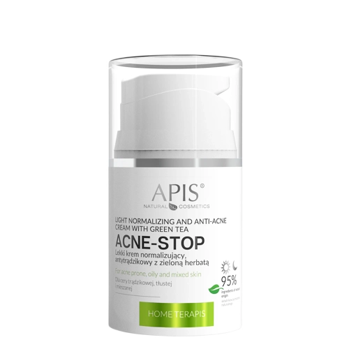 Apis - Home Terapis - Acne-Stop - Light Normalizing and Anti-Acne Cream with Green Tea - Lekki Krem Normalizujący, Antytrądzikowy z Zieloną Herbatą - 50ml