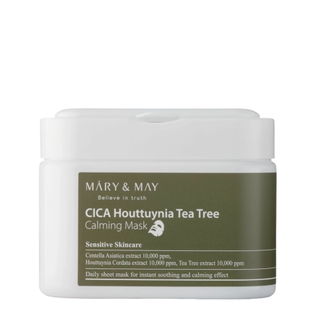 Mary&May - Cica Houttuynia Tea Tree Calming Mask - Zestaw Kojących Masek do Twarzy - 30szt