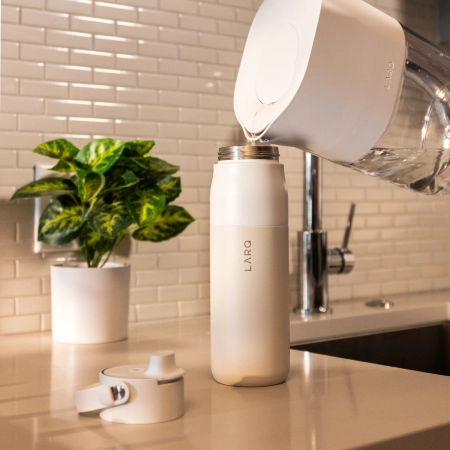 LARQ - Bottle PureVis 2 - Inteligentna, Samoczyszcząca Butelka Filtrująca, Światło UV-C - Granite White - 1L