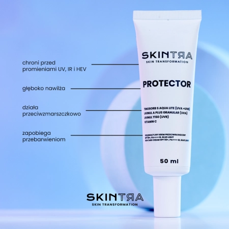 SkinTra - Protector - Pielęgnacyjny Krem Przeciwsłoneczny SPF 50+/PA++++, IR, BLUE LIGHT - 50ml OUTLET