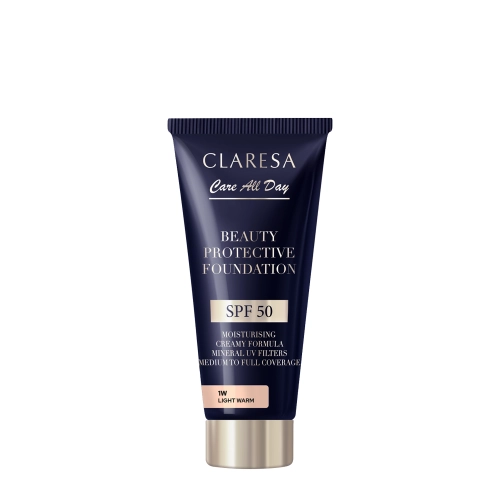 Claresa - Beauty Protective Foundation SPF 50 - Nawilżający Podkład z Filtrem SPF 50 - 1W Light Warm - 30ml